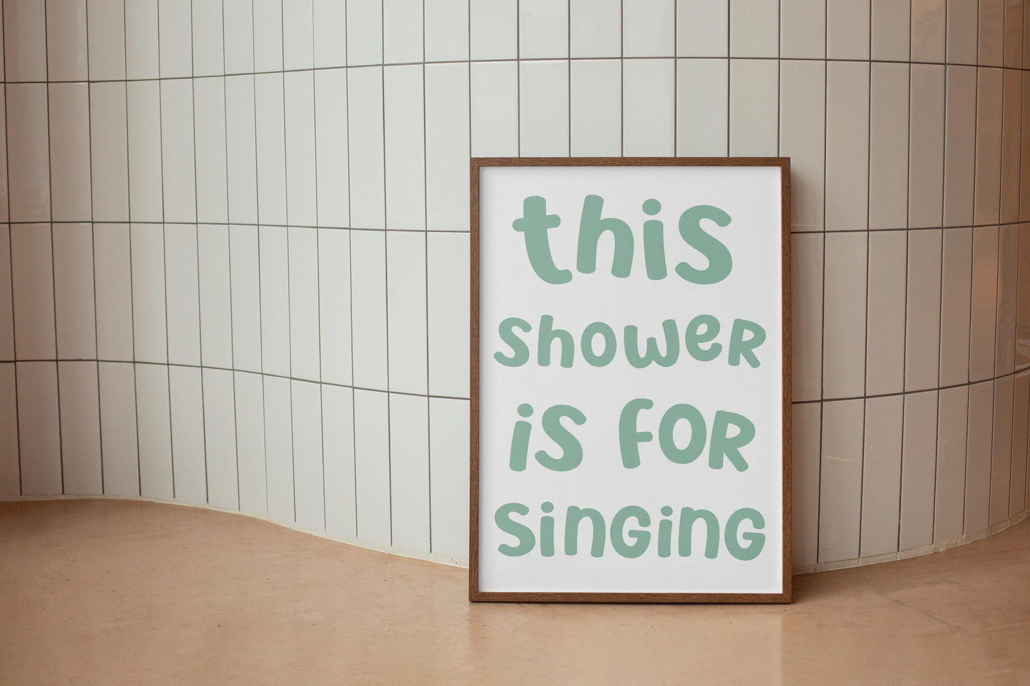 Singing In The Shower Sage Green Print | A3 A4 A5 Bathroom Wall Art, Green Bathroom Print, Large Shower Karaoke Bathroom Print in Sage Green