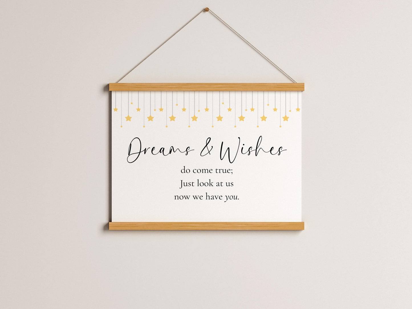 Dreams and Wishes Nursery Print | A3 A4 A5 Nursery Wall Art, Starry Nursery Prints, Cute Baby Prints, Wishes Come True Large Nursery Prints