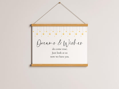 Dreams and Wishes Nursery Print | A3 A4 A5 Nursery Wall Art, Starry Nursery Prints, Cute Baby Prints, Wishes Come True Large Nursery Prints
