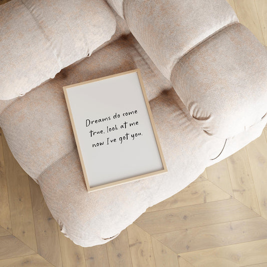 Dreams Do Come True Nursery Print | Cosy Nursery Print, Cute Wall Art for Above Cot, A3 A4 A5 Nursery Quote Print, Custom Nursery Art Prints