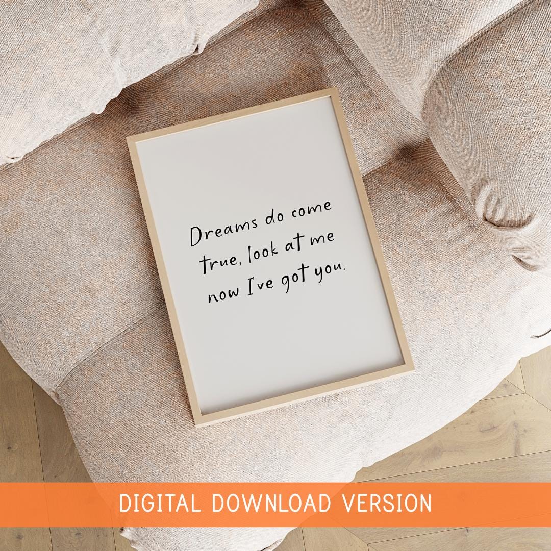 Dreams Come True Nursery Print DIGITAL DOWNLOAD | Digital Download Printable Baby Quote for Nursery Playroom Kids Room Decor Print at Home