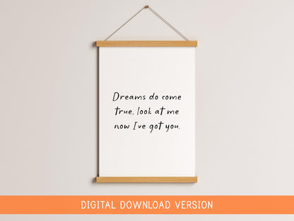 Dreams Come True Nursery Print DIGITAL DOWNLOAD | Digital Download Printable Baby Quote for Nursery Playroom Kids Room Decor Print at Home