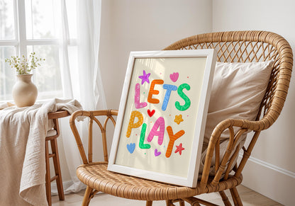 Lets Play Colourful Playroom Art | Quirky Playroom Print, Bright Nursery Print, Fun Play Corner Print, Fun Playroom Print, Fun Nursery Print