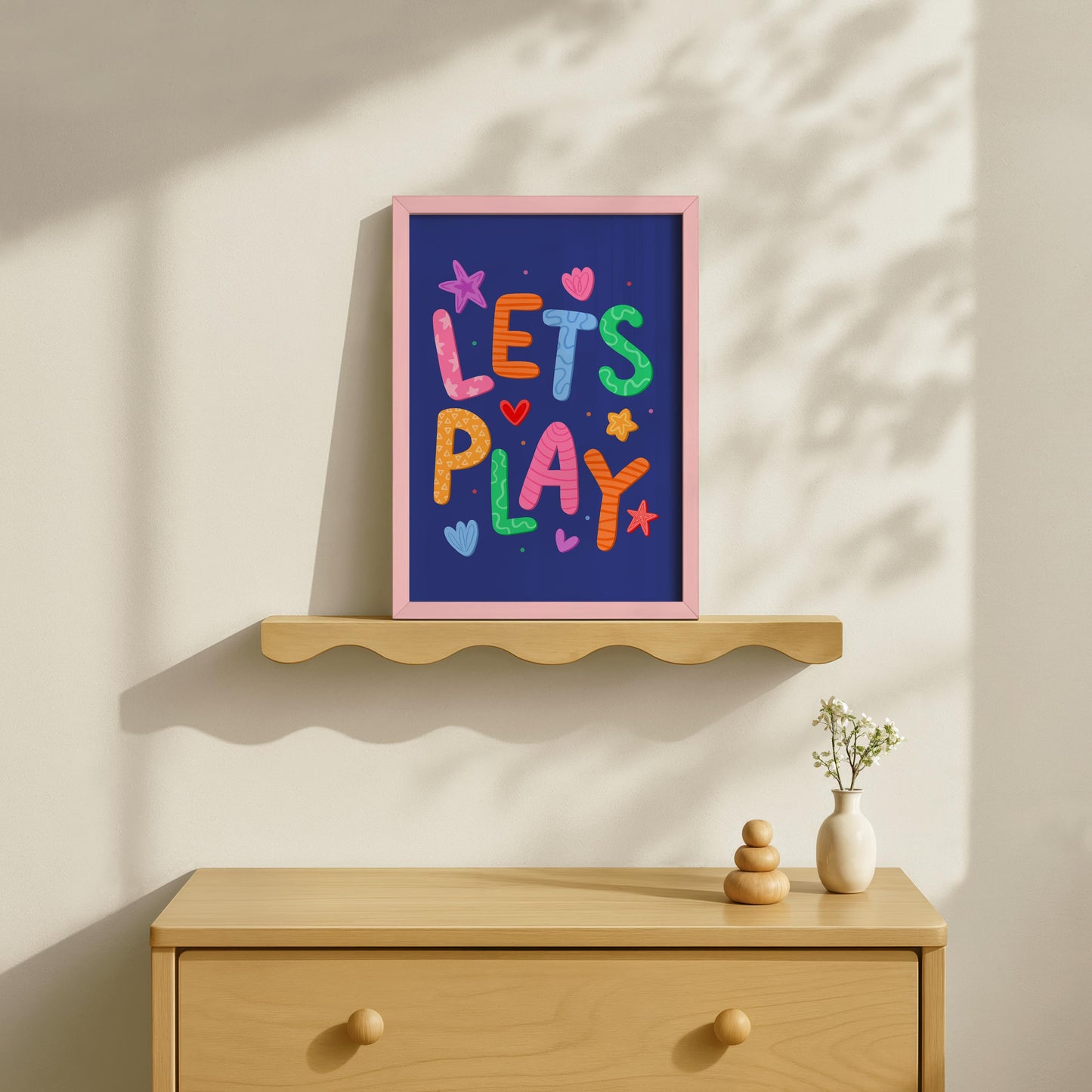 Lets Play Colourful Playroom Art | Blue Playroom Prints, Fun Playroom Wall Art, for Playroom, Little Ones Bedroom Print, Playroom Decor