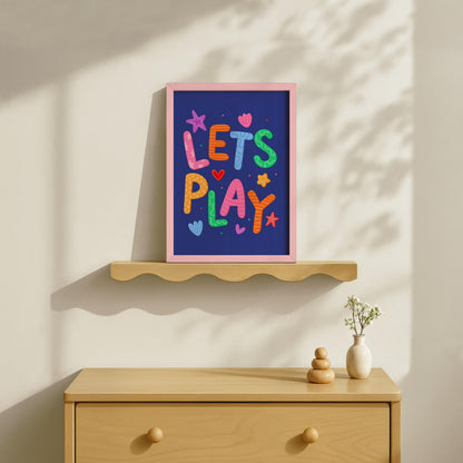 Lets Play Colourful Playroom Art | Blue Playroom Prints, Fun Playroom Wall Art, for Playroom, Little Ones Bedroom Print, Playroom Decor
