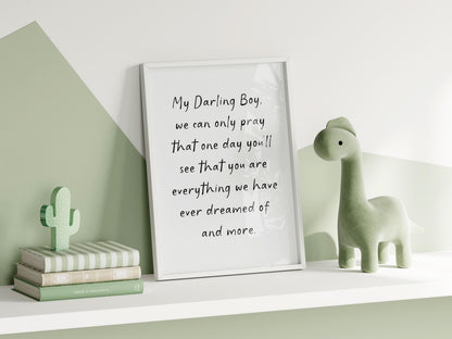 My Darling Boy Nursery Quote Print | Boys Room Wall Art, Baby Boy Nursery Prints, Baby Shower Gift for Baby Boy, Baby Boy Poem, Baby Boy Art