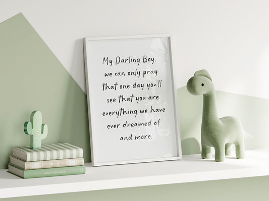My Darling Boy Nursery Quote Print | Boys Room Wall Art, Baby Boy Nursery Prints, Baby Shower Gift for Baby Boy, Baby Boy Poem, Baby Boy Art