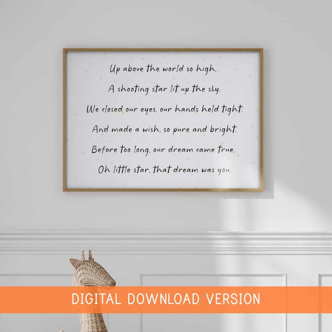 IVF Baby Digital Nursery Print DIGITAL DOWNLOAD | Our Little Star Poem, Miracle Baby Quote Wall Art, Rainbow Baby Nursery Digital Prints