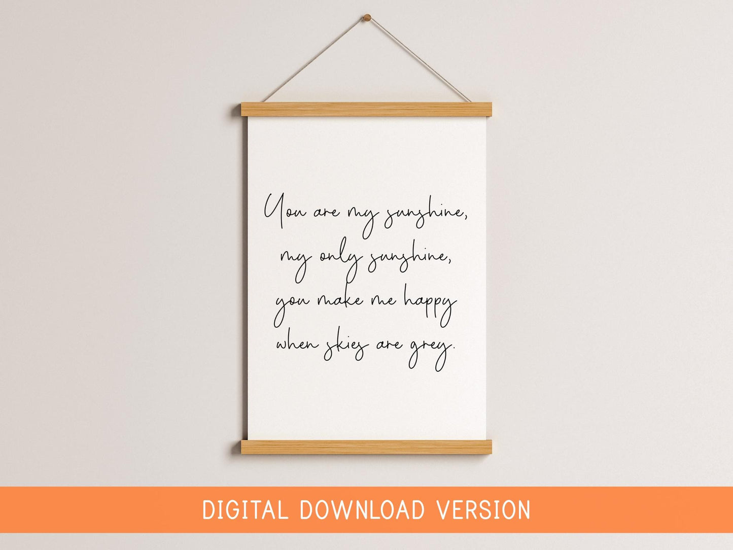 You Are My Sunshine Lyric Nursery Print DIGITAL DOWNLOAD | Digital Nursery Lyric Print, Printable You Are My Sunshine Nursery Art Digital
