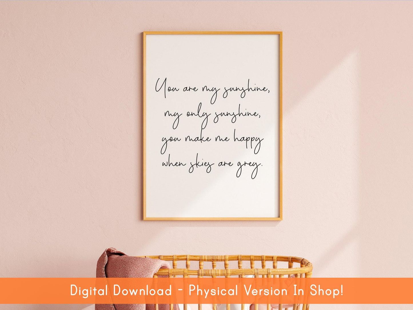 You Are My Sunshine Lyric Nursery Print DIGITAL DOWNLOAD | Digital Nursery Lyric Print, Printable You Are My Sunshine Nursery Art Digital