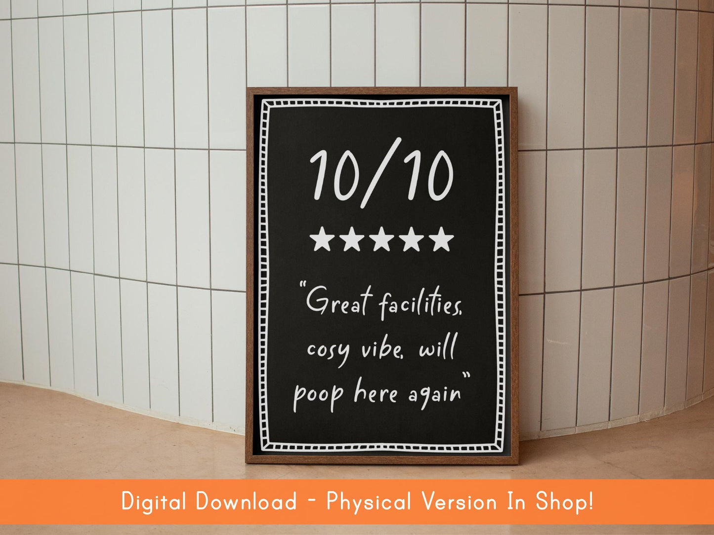 10/10 Toilet Review Funny Printable DIGITAL DOWNLOAD | Printable Downstairs Loo Sign, Cheeky Bathroom Printable, Funny Toilet Digital Sign
