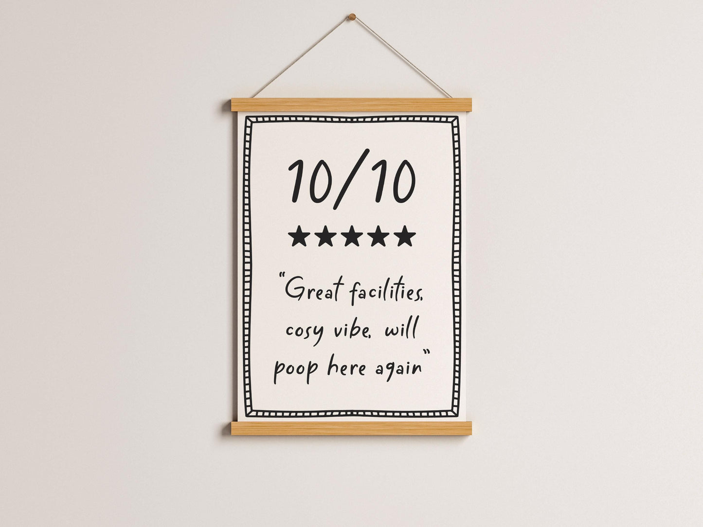 10 out of 10 toilet funny review print | Bathroom Wall Art, Funny Toilet poster, Home decor, typography poster, Black White Bathroom sign