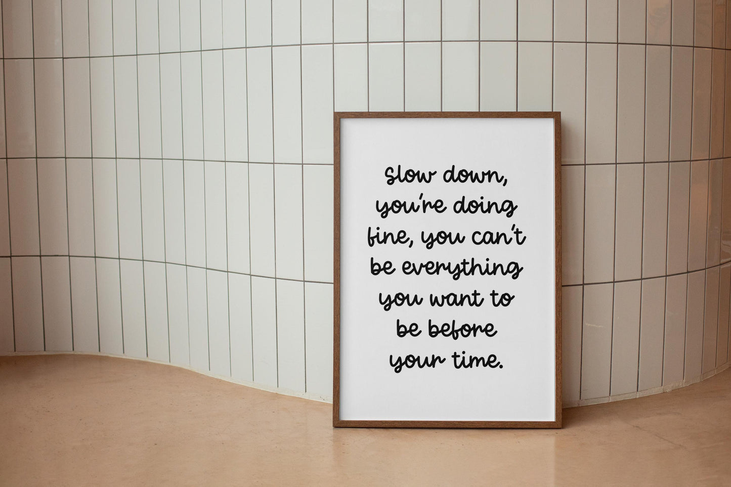Slow Down You're Doing Fine Black and White Lyric Art | Classic Lyric Print, Motivation for Office Wall, Simple Office Wall Art Quote A3 A4