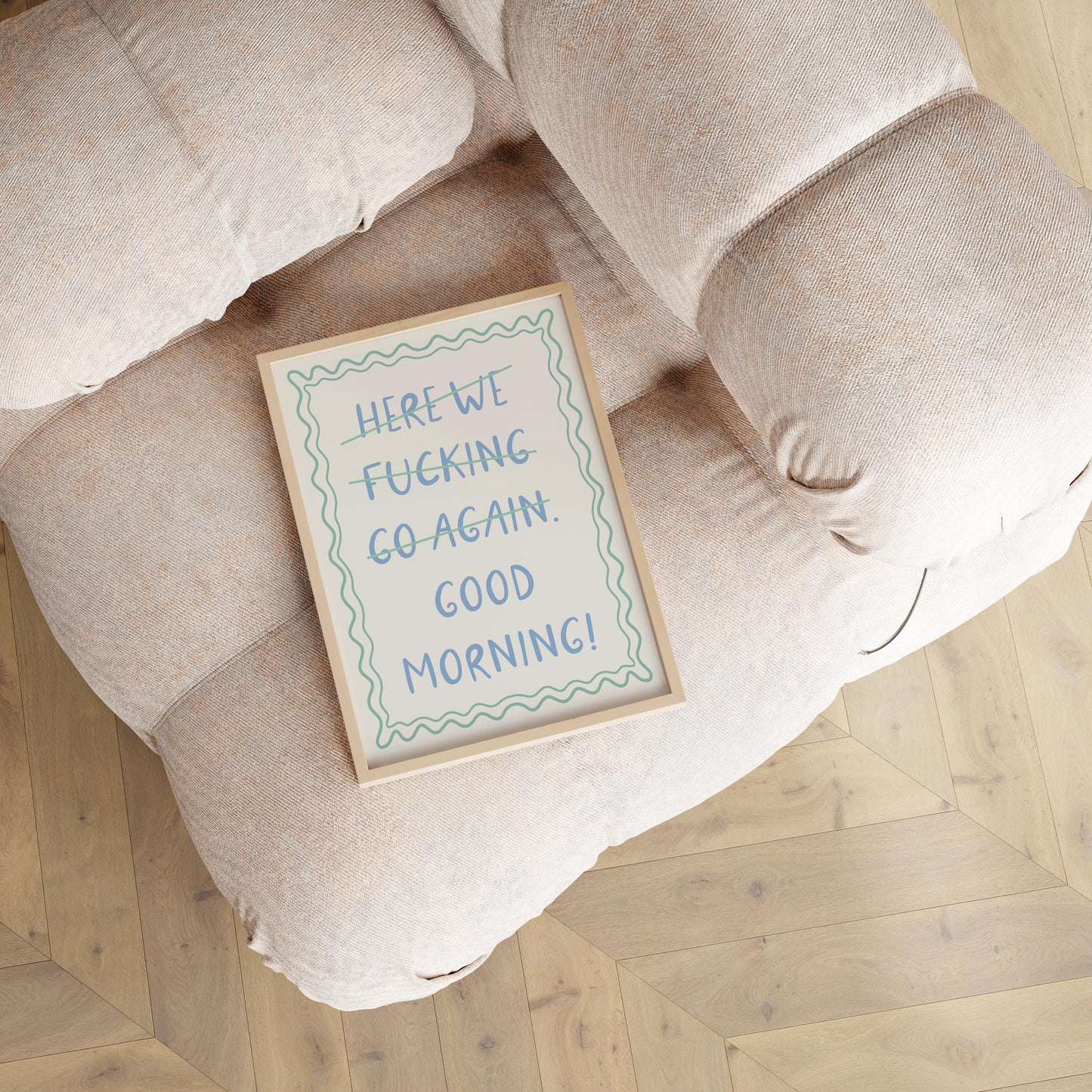 Here We Fucking Go Again Print | Retro Quote Wall Art, Funny Quote print, Retro Poster, Swearing Print Modern Home Trendy Poster For Bedroom