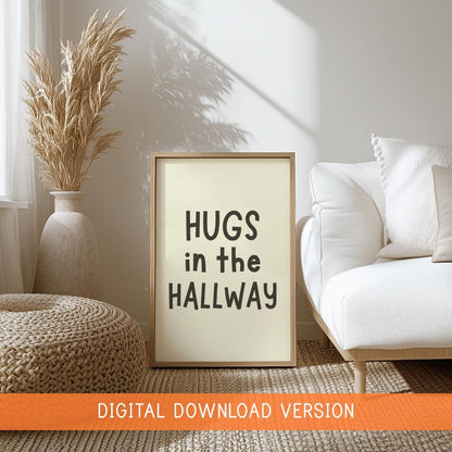 Hugs In The Hallway Neutral Boho Digital Print DIGITAL DOWNLOAD | Hallway Printable, Digital Neutral Decor, Neutral Hallway Printable Signs
