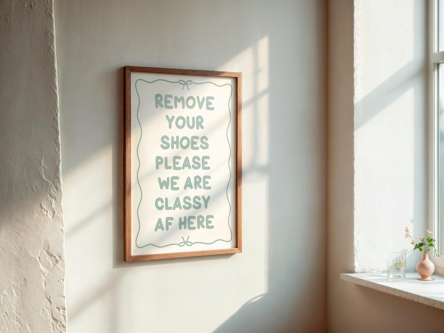 Shoes Off We Are Classy AF Print | Sage Green Hallway Print, Sage Entryway Sign, Sage Welcome Quote, Funny Hallway Print, Funny Welcome Sign