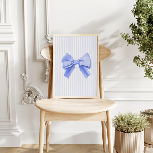 Blue Ballet Bow Print A3 A4 A5 | Blue Coquette Print, Pastel Blue Bow Poster for Girly Bedroom, Blue Girly Poster, Girly Wall Art, Bow Theme