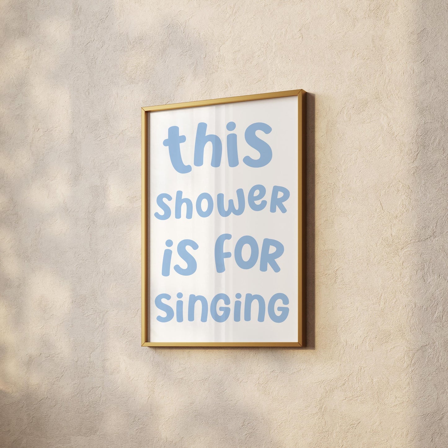 Blue Shower Karaoke Print | Cute Blue Bathroom Print, Trendy Blue Shower Room Art, Trending Bathroom Prints, Shower Singing Wall Art Prints