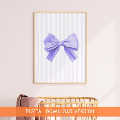 Purple Bow Teenage Girl Prints DIGITAL DOWNLOAD | Lilac Coquette Room Decor Aesthetic Poster Trendy Apartment, Nursery Ribbon Art Printable