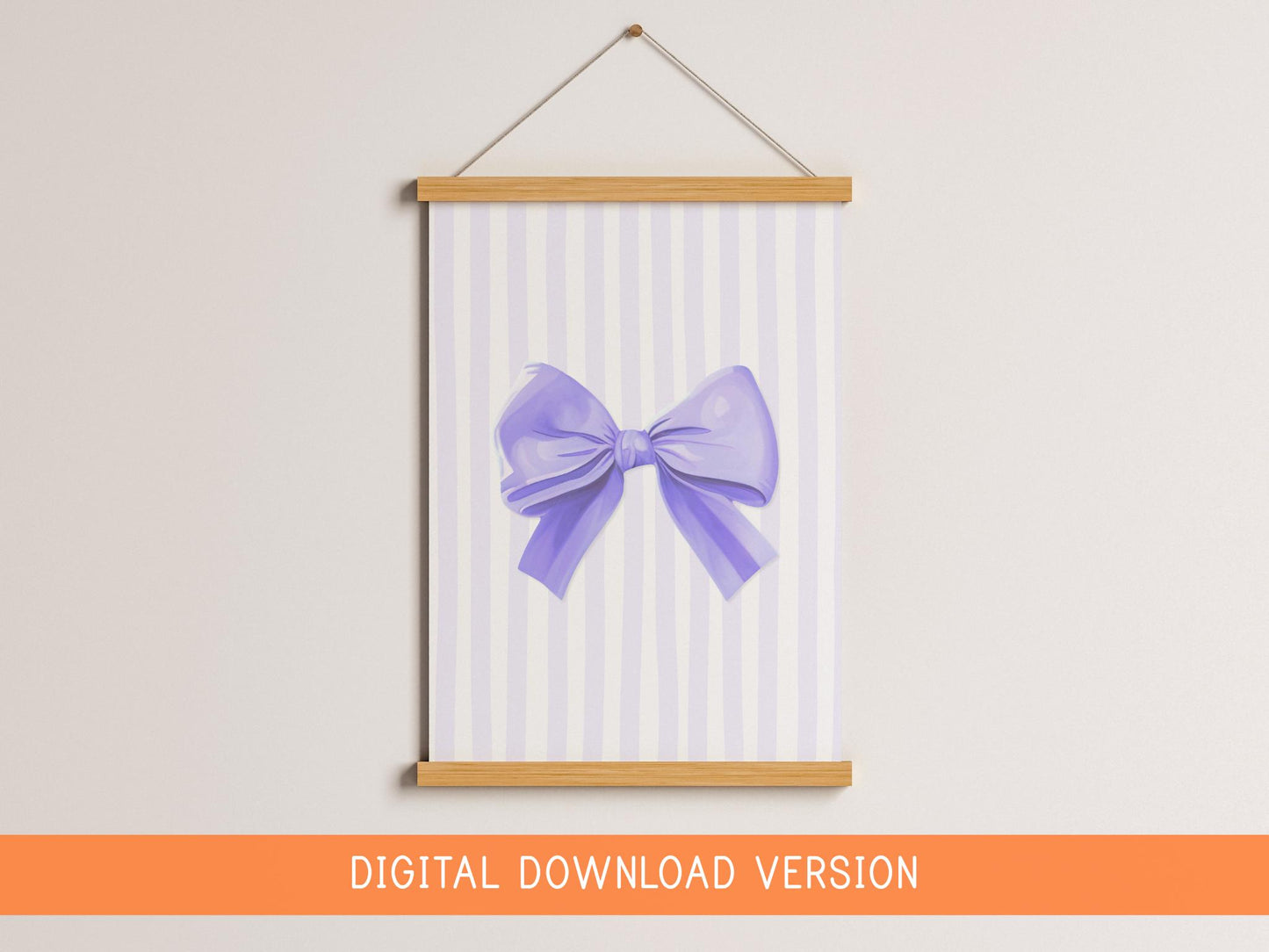 Purple Bow Teenage Girl Prints DIGITAL DOWNLOAD | Lilac Coquette Room Decor Aesthetic Poster Trendy Apartment, Nursery Ribbon Art Printable