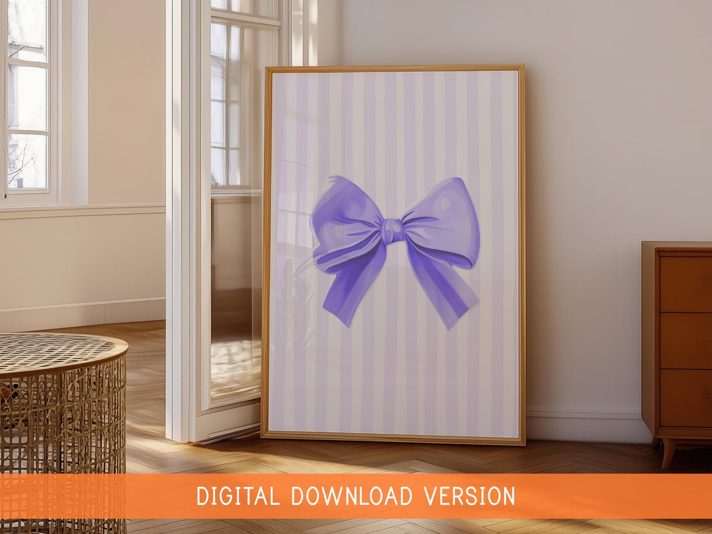 Purple Bow Teenage Girl Prints DIGITAL DOWNLOAD | Lilac Coquette Room Decor Aesthetic Poster Trendy Apartment, Nursery Ribbon Art Printable