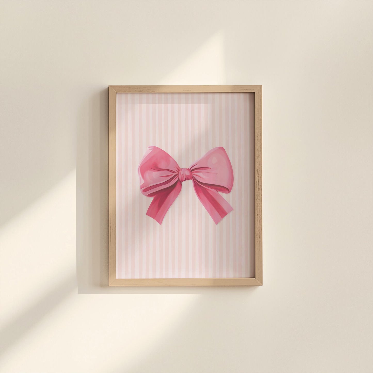 Pink Ribbon Print | Pinstriped Bow Print, Ballet Bow Poster, Pink Girly Ballet Ribbon Poster, Girly Aesthetic Print, Girly Illustration Art
