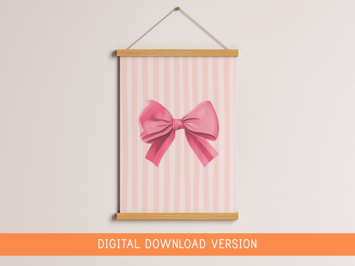 Baby Girl Nursery Printable Art DIGITAL DOWNLOAD | Pink Bow Nursery Print, Girly Nursery Poster, Ribbon Nursery Poster Printable Wall Decor