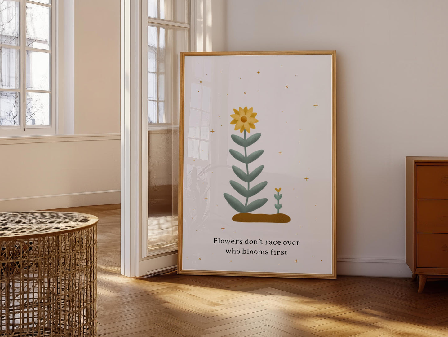 Flowers Don't Race Motivational Print | Floral Motivational Print, Floral Positive New Home Gift, Floral Wall Art, Teen Girl Quote Poster