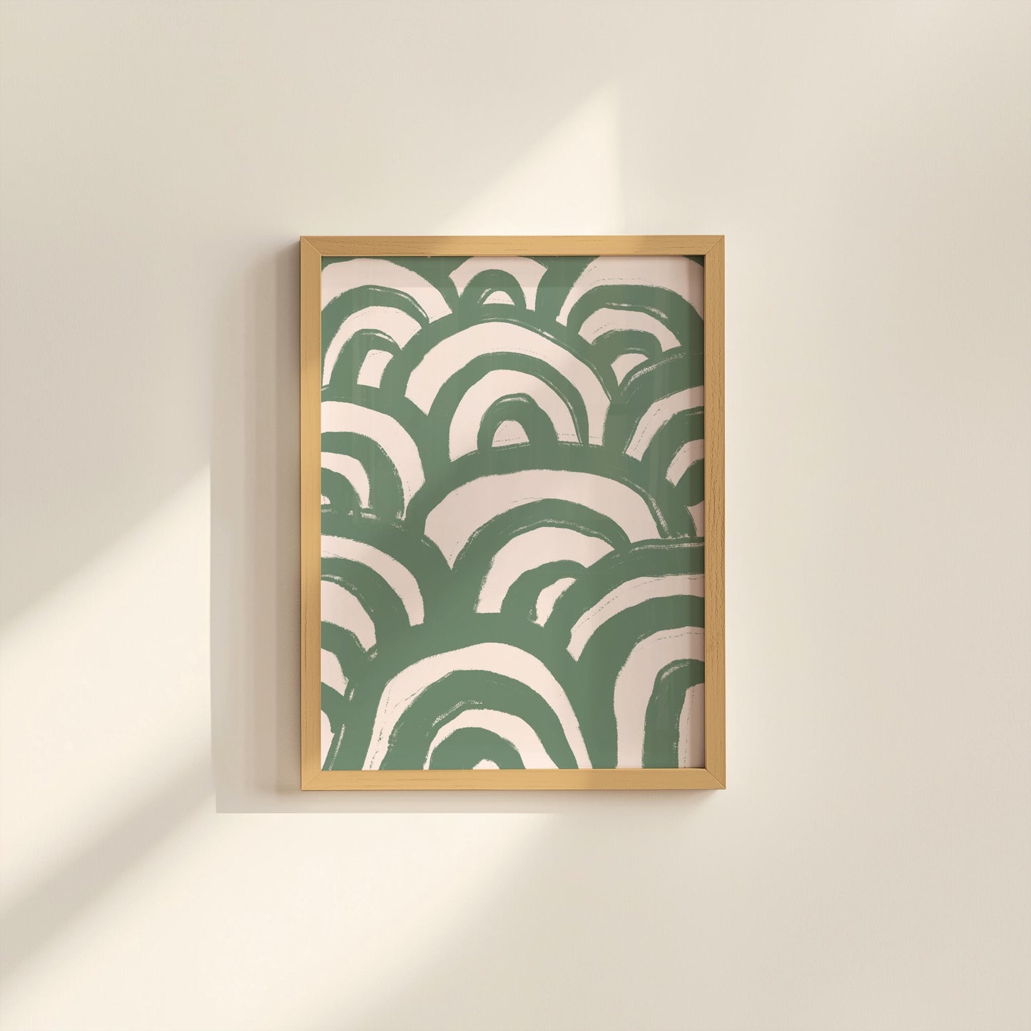 Green Waves Abstract Art | Abstract Sage Green Bedroom Prints, Muted Green Japandi Style Apartment Decor, Abstract Wall Art Ocean Themed