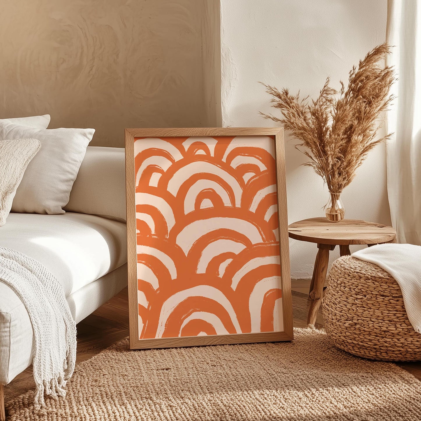 Orange Wave Abstract Wall Art | Line Art In Pop of Colour, Trendy Bedroom Decor, Dopamine Abstract Art, Dopamine Decor, Colourful Wall Art