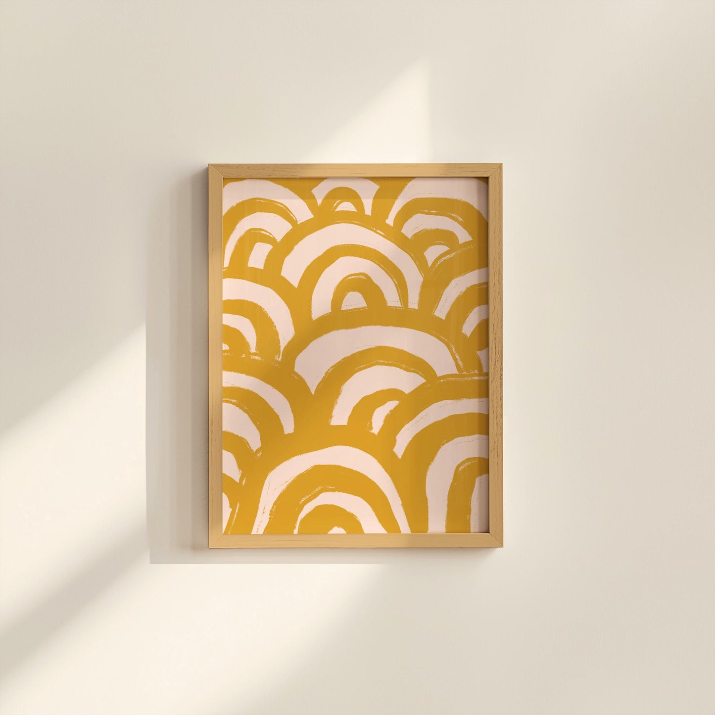 Modern Yellow Abstract Line Art Print | Modern Mustard Print, Warm Yellow Wall Art, Abstract Brush Stroke Print in Mustard Yellow A3 A4 A5