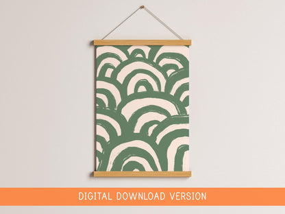 Sage Green Calming Wall Art DIGITAL DOWNLOAD | Soothing Line Art Print, Wavey Green Print, Digital Decor for Sage Green Bedroom Abstract