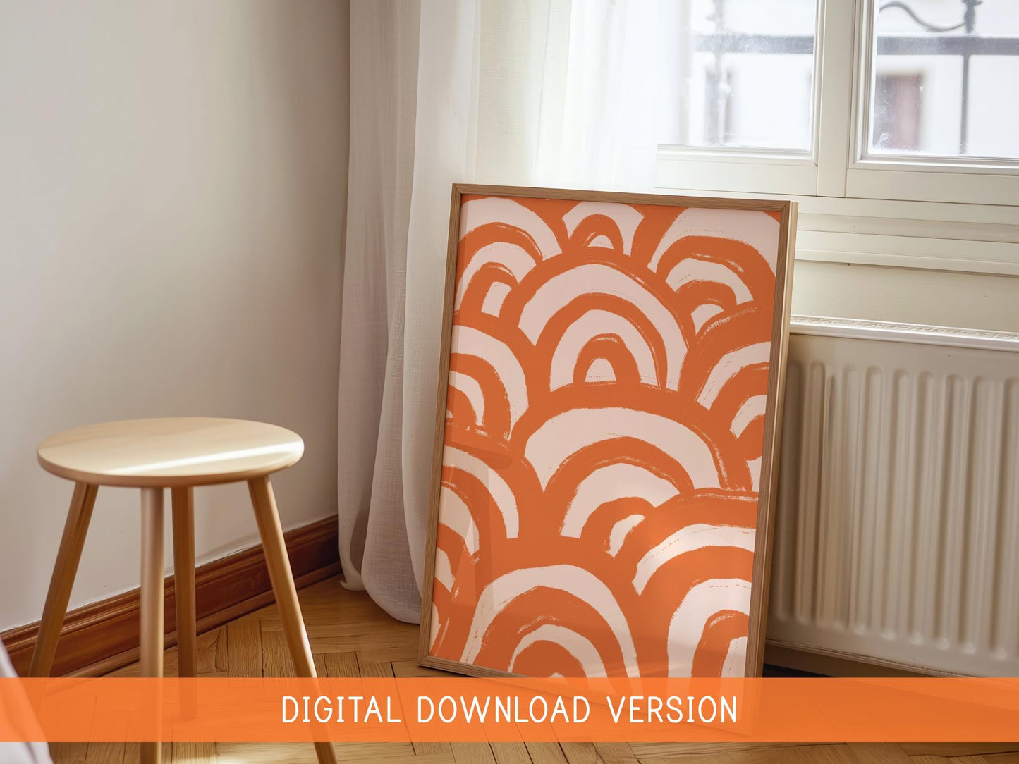 Orange Minimalist Abstract Wall Art DIGITAL DOWNLOAD | Modern Art Poster, Scandinavian Abstract Art, Colourful Abstract Print, Colorful Art
