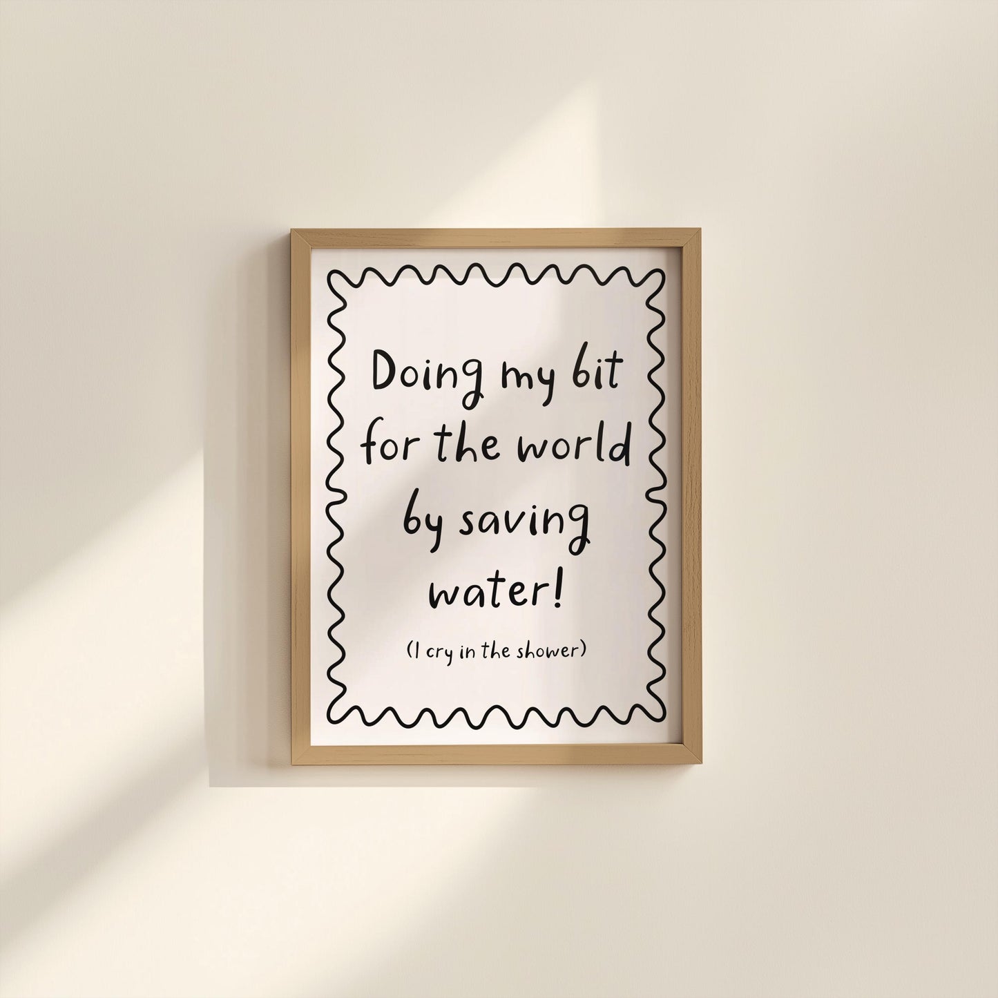 Saving Water Funny Bathroom Print | Funny Cry In The Shower Print, Girly Bathroom Quotes, Jokey Bathroom Print, Funny Bathroom Quote Prints