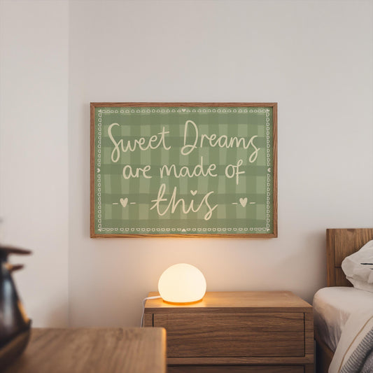 Sage Green Cottagecore Bedroom Print | Sweet Dreams Print Sage, Cottagecore Nursery Print, Cosy Bedroom Prints, Sage Green Nursery Prints