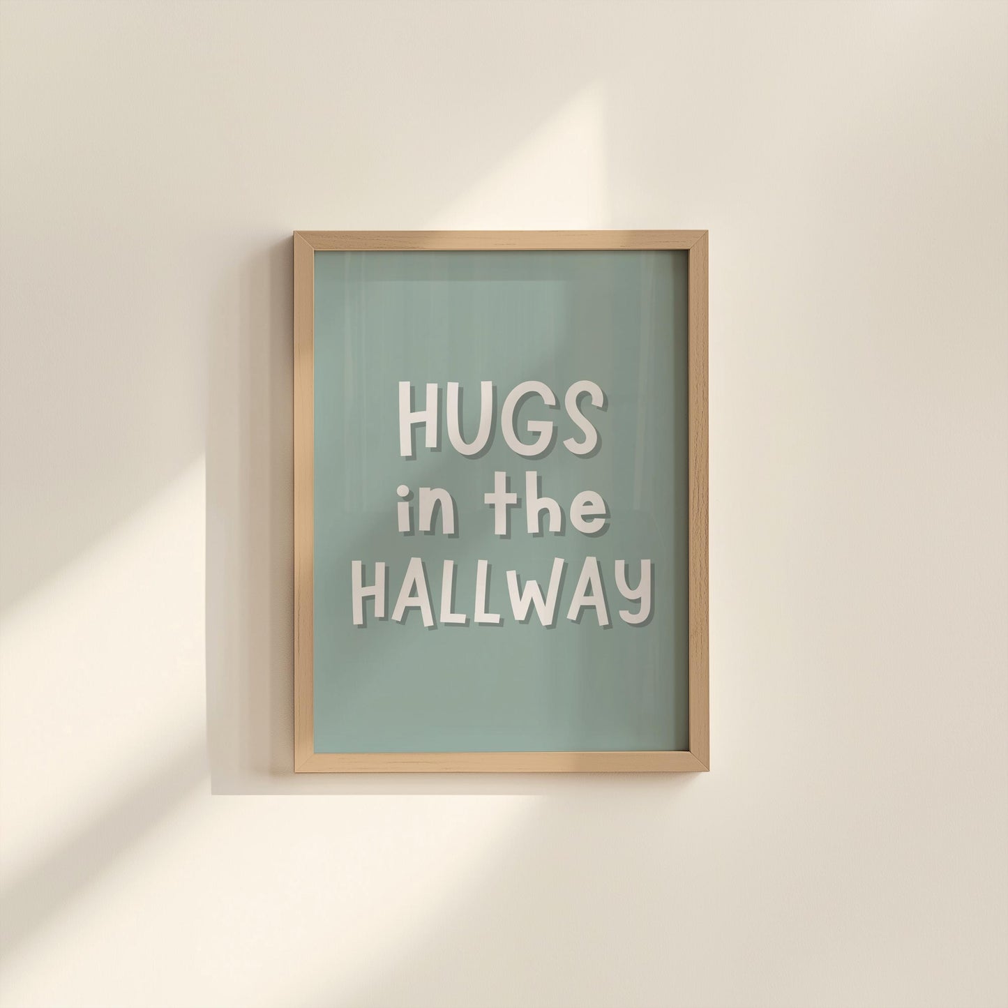 Sage Hugs In The Hallway Print | A5 A4 A3 Hallway Print, Welcome Sign in Sage Green, Sage Decor, Welcome Print, Cosy Hallway Wall Art Prints