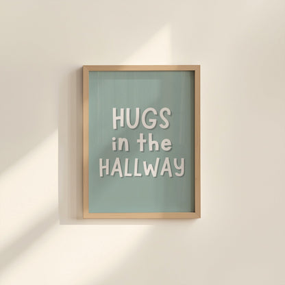 Sage Hugs In The Hallway Print | A5 A4 A3 Hallway Print, Welcome Sign in Sage Green, Sage Decor, Welcome Print, Cosy Hallway Wall Art Prints