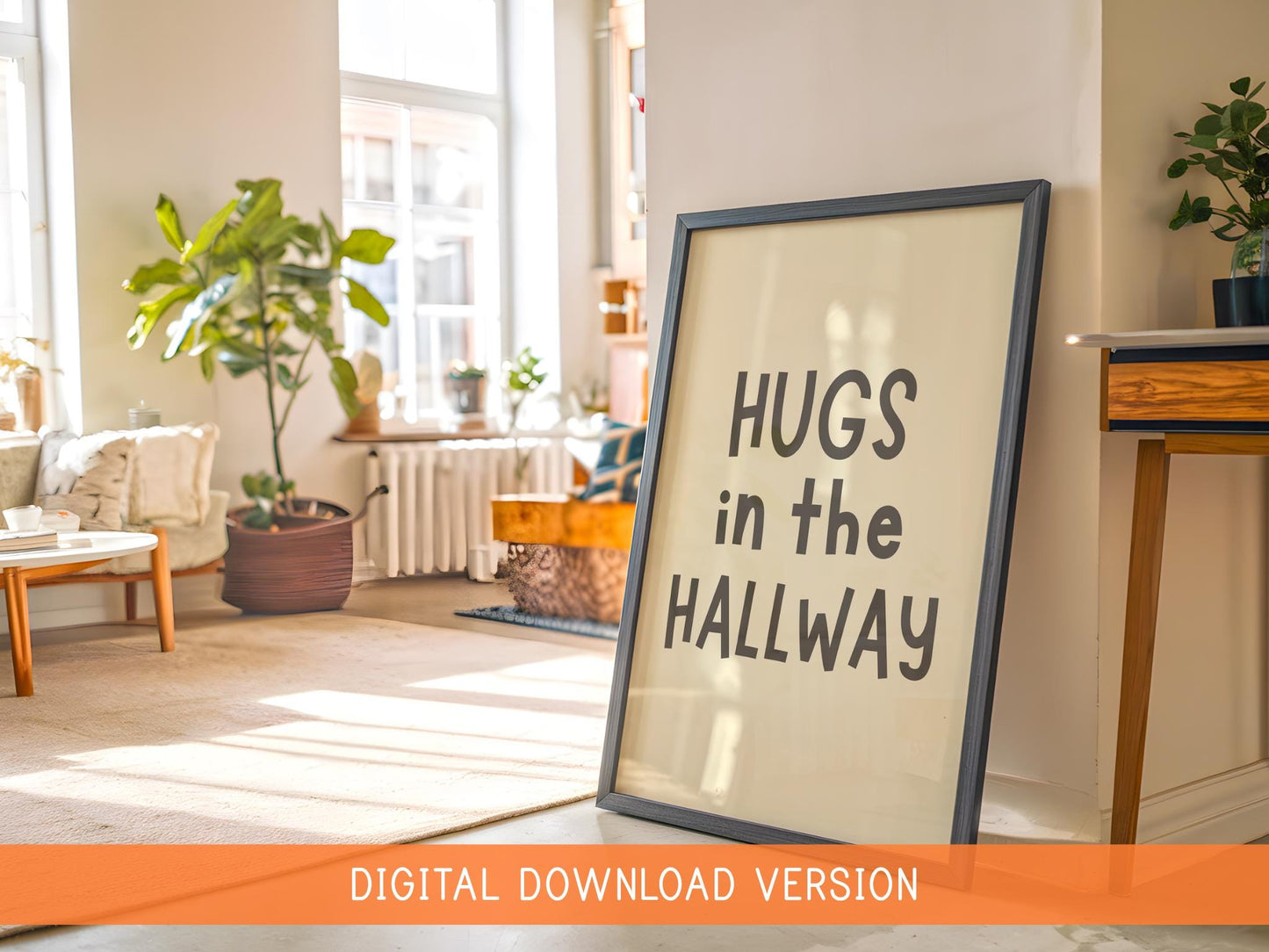 Hugs In The Hallway Neutral Boho Digital Print DIGITAL DOWNLOAD | Hallway Printable, Digital Neutral Decor, Neutral Hallway Printable Signs