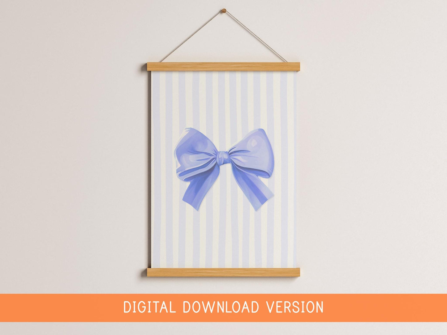 Trendy Blue Bow Poster DIGITAL DOWNLOAD | Blue Bow Download Art, Blue Coquette Wall Art Printable, Bow Art Print Blue, Light Blue Girly Art