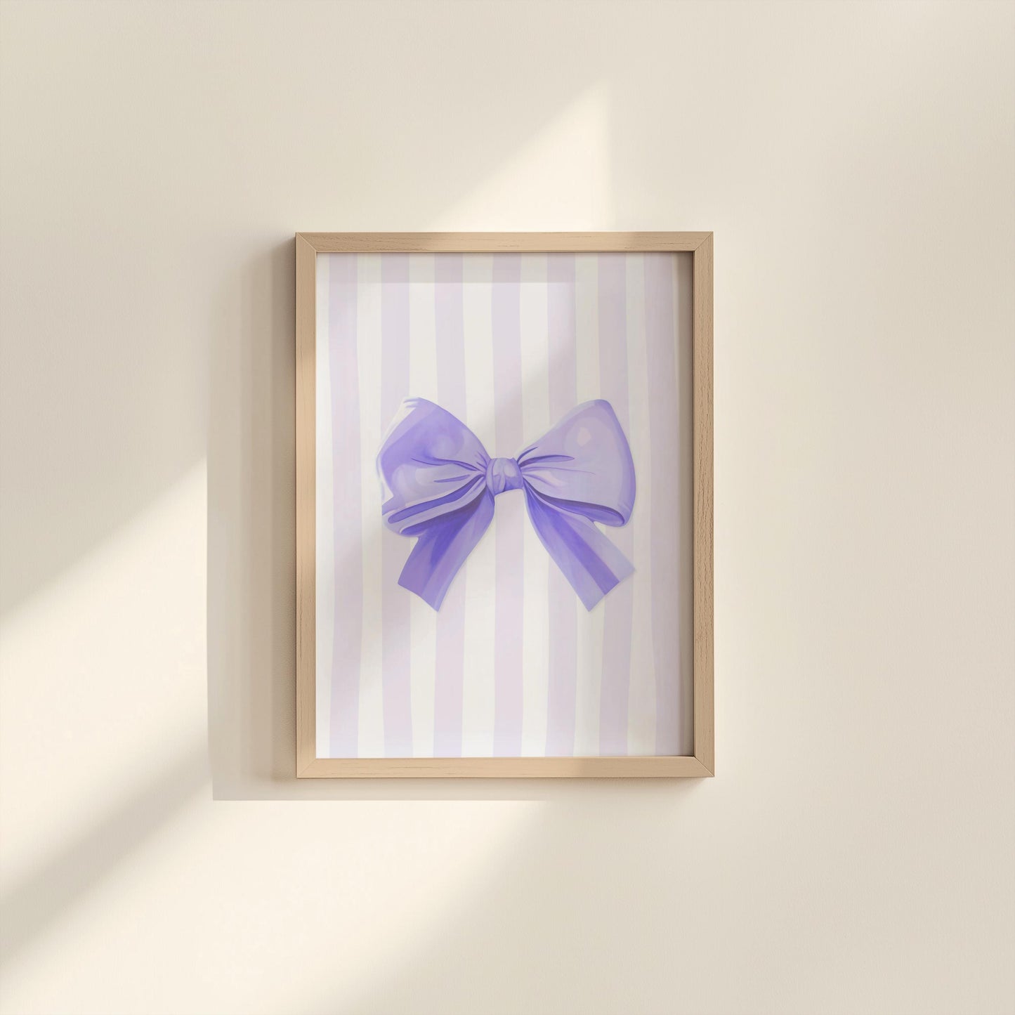 Thick Striped Lilac Bow Poster | A3 A4 A5 Lilac Bow Print, Trendy Bow Print, Purple Bedroom Decor, Girly Bedroom Wall Art, Girly Bow Prints