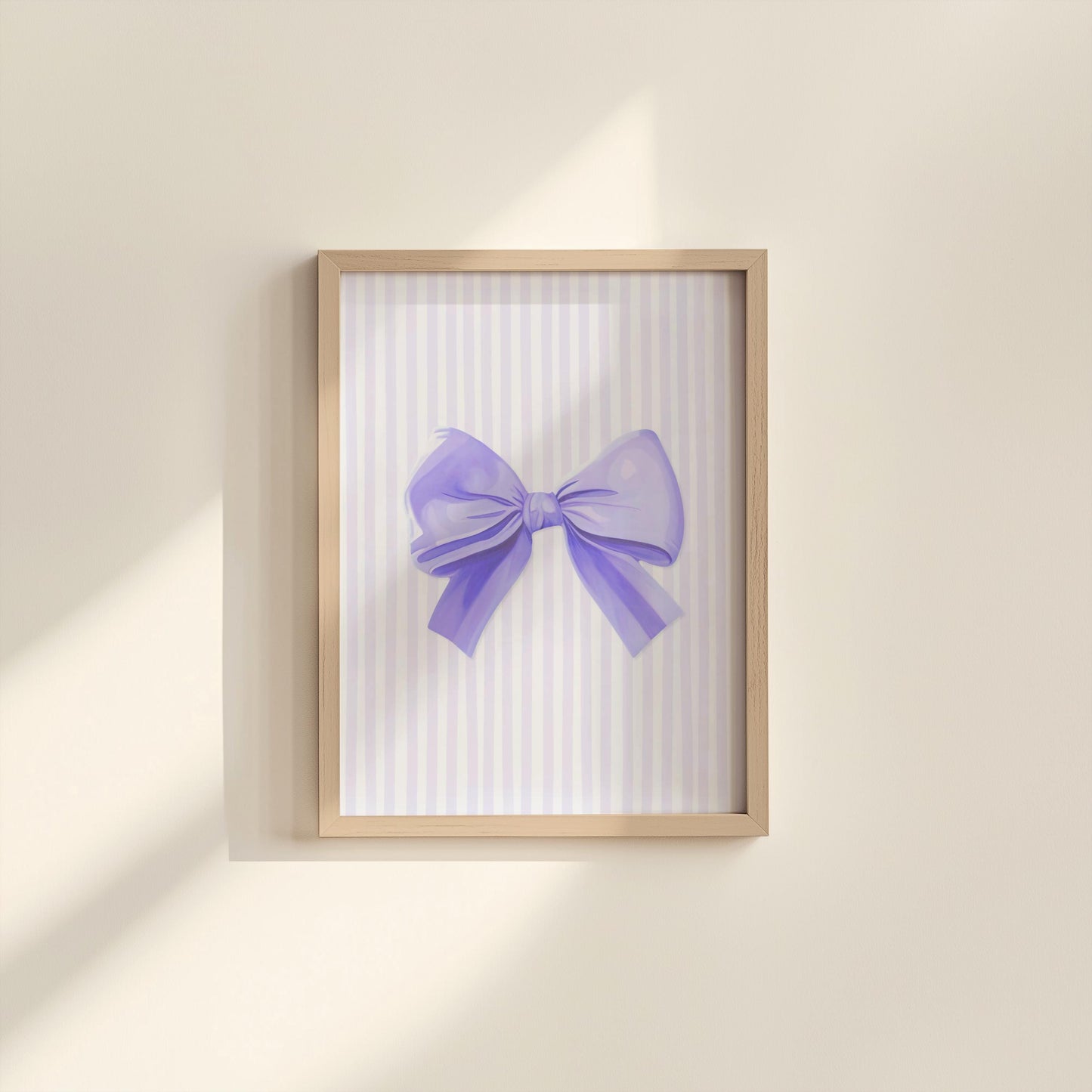 Pinstriped Lilac Bow Print | Stripey Lilac Print, Purple Girly Wall Art, Girly Decor, Lilac Bow Poster, Lilac Balletcore Print For Girl Room