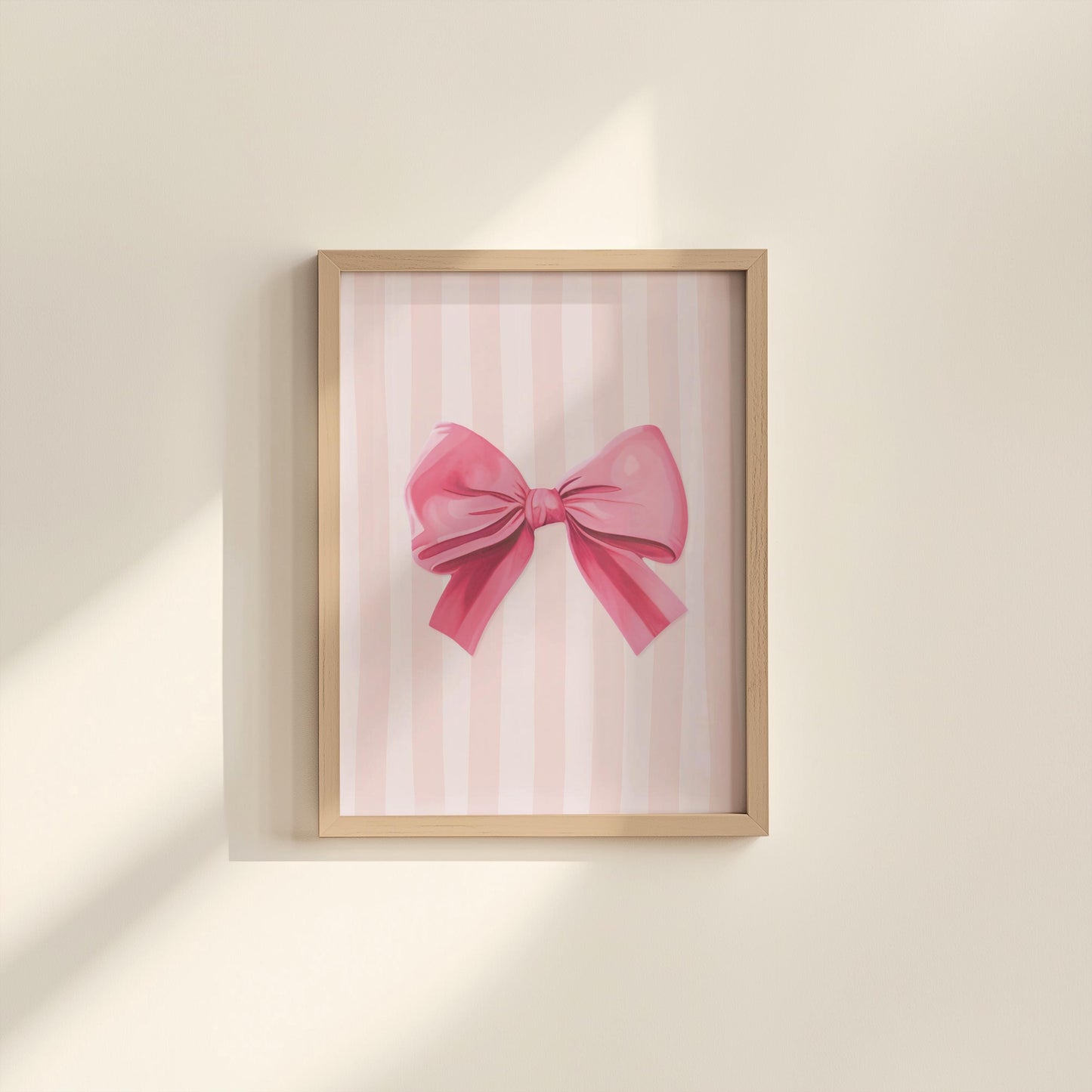 Pink Bow Print, Coquette Print, Soft Feminine Wall Art, Pink Nursery Print, Girly Wall Art, Trendy Wall Art, Bedroom Wall Decor, Pink Stripe