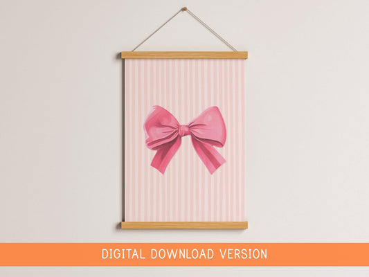 Pink Nursery Bow Decor DIGITAL DOWNLOAD | Pink Vintage Nursery Printable, Printable Decor for Baby Girl Nursery, Girly Nursery Print at Home