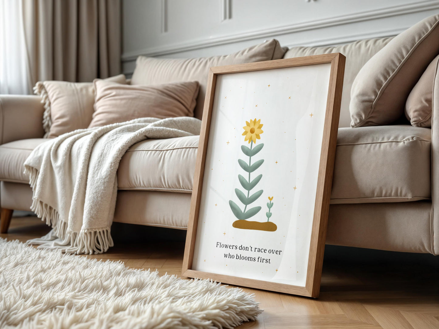 Flowers Don't Race Motivational Print | Floral Motivational Print, Floral Positive New Home Gift, Floral Wall Art, Teen Girl Quote Poster