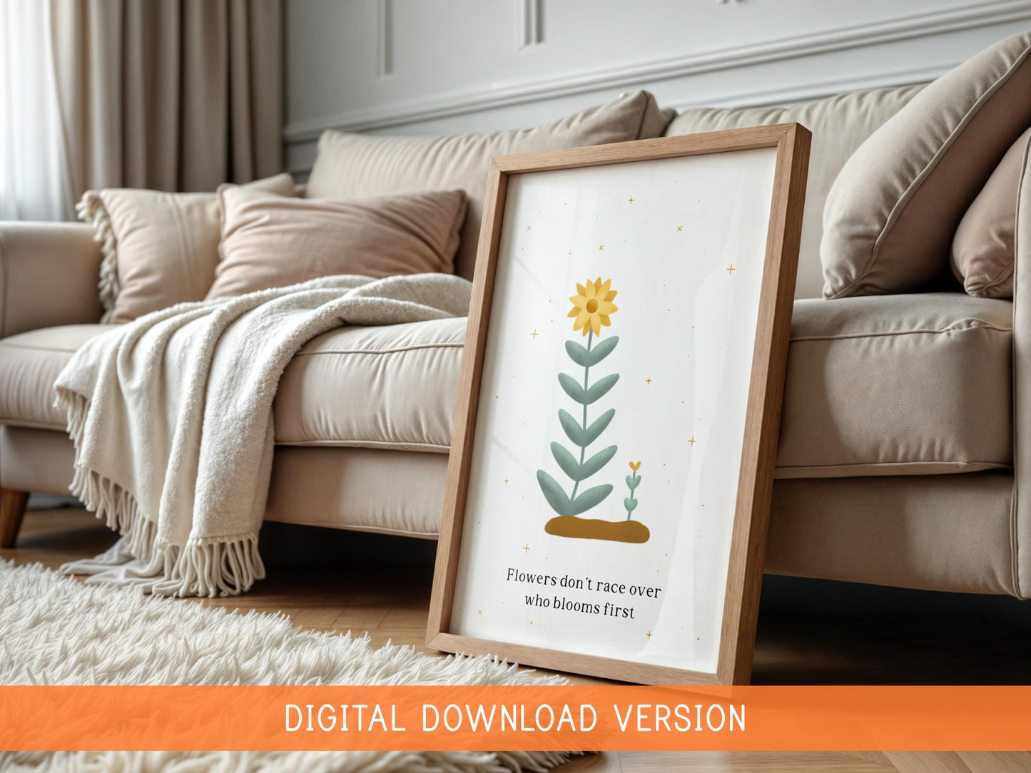 A Flower Does Not Compete Quote DIGITAL DOWNLOAD | Inspirational Quote Printable Wall Art, Printable Spring Sign, Inspirational Wall Quote