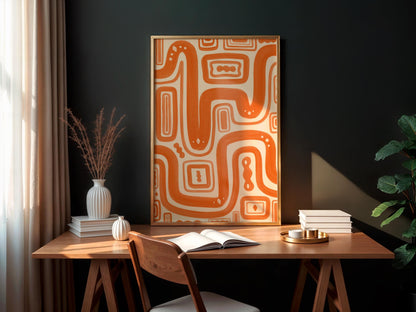 Orange Maximalist Wall Art Print | Burnt Orange Abstract Wall Art, Orange Bedroom Prints, Orange Gallery Wall Prints, Matisse Style Prints