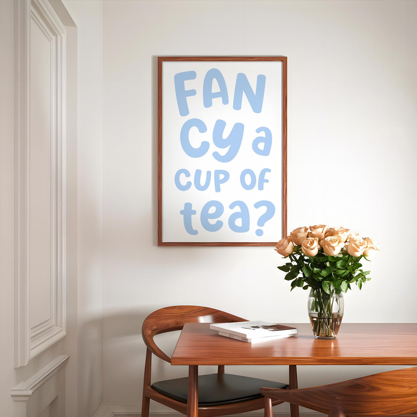 Fancy A Cuppa Blue Kitchen Print | Blue Kitchen Quote, Pale Blue Kitchen Decor, Fancy a Cuppa Blue, Blue Tea Time Print, Cuppa Tea Poster