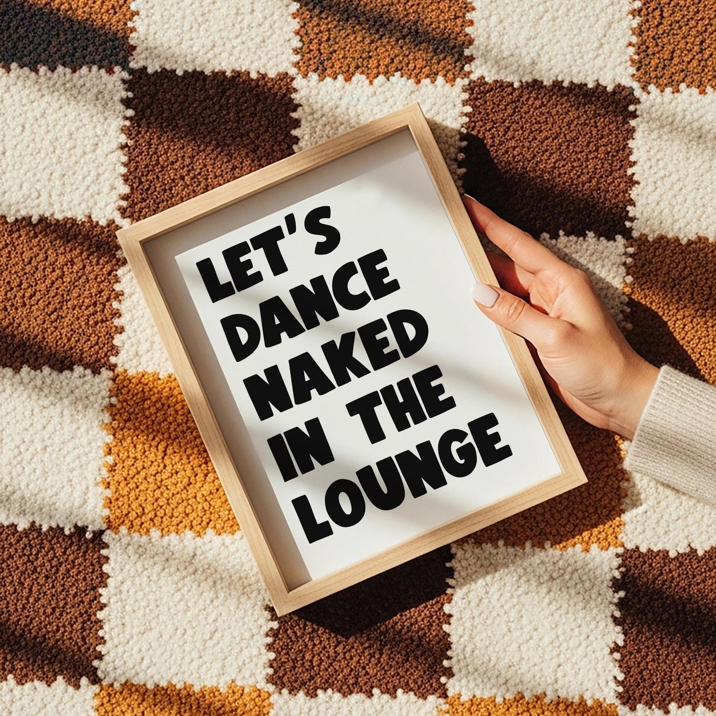Let's Dance Naked In The Lounge Cheeky Black & White Living Room Poster Print A3 A4 A5