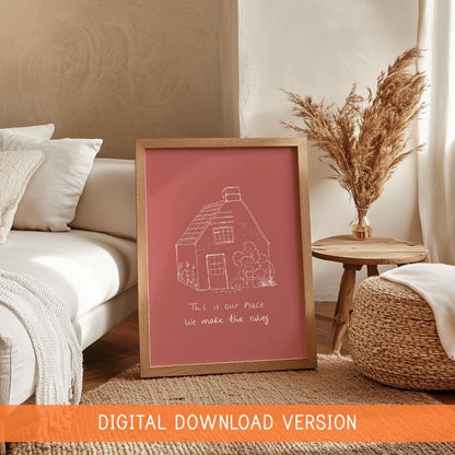 This Is Our Place We Make The Rules Print DIGITAL DOWNLOAD In Blush Coral | Taylor Lyric Print, TTPD Lyric Digital Poster