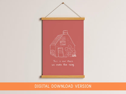 This Is Our Place We Make The Rules Print DIGITAL DOWNLOAD In Blush Coral | Taylor Lyric Print, TTPD Lyric Digital Poster